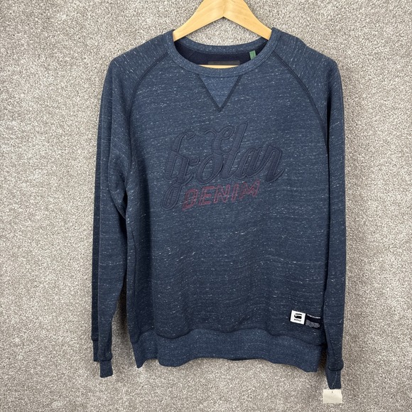 G-Star Raw Graphic Core Crewneck‎ Sweater Men's XL Navy Blue NEW - Picture 1 of 10